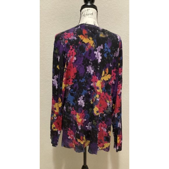 89th Madison Colorful Abstract Print Cardigan Sweater Size 2X - Picture 4 of 5
